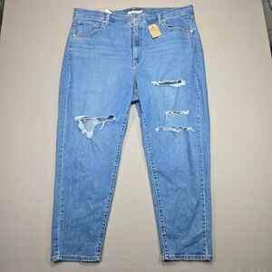 Levi's High‎ Waisted Mom Jeans Ripped Distressed Denim Light Wash Women's 22W